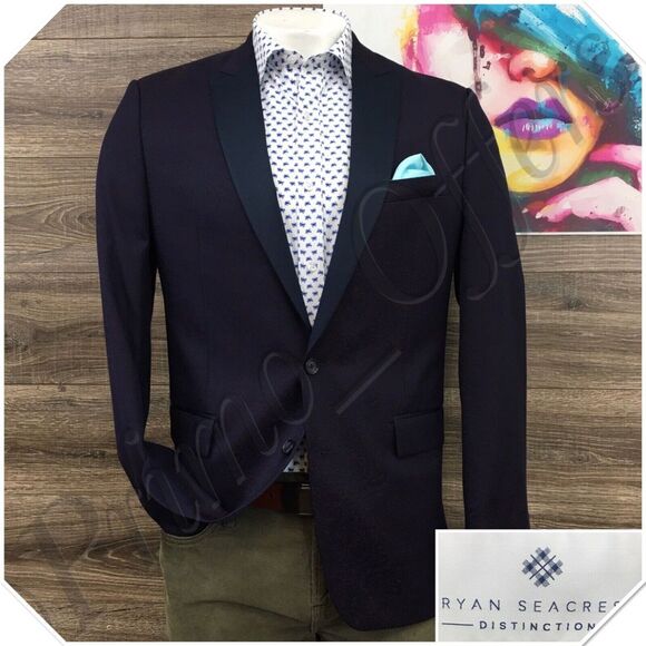 Ryan Seacrest Mens Blazer Sport Coat Casual Dinner Jacket Size 42L‎ Slim Suit - Picture 1 of 13